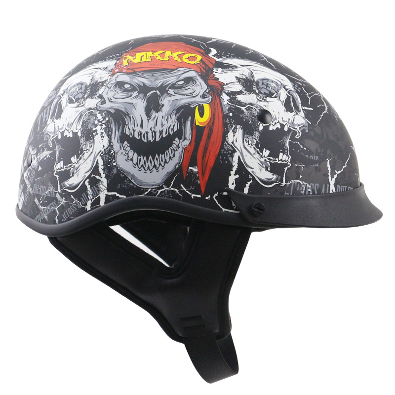 2016新款THH海盗花哈雷头盔DOT认证内置镜片摩托车复古头盔双D扣