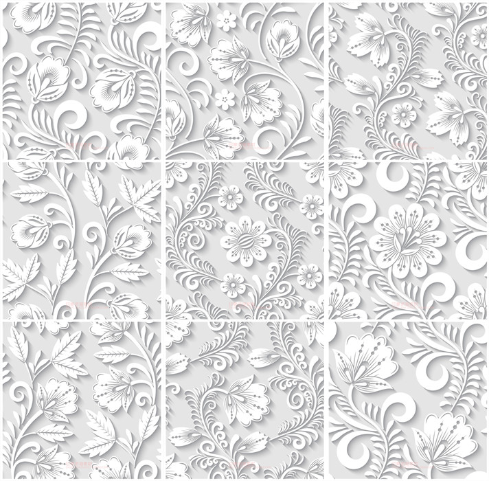 A0846矢量AI设计素材 白色立体花朵四方连续纹样纹理花纹背景图