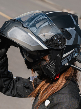 新CYRIL赛罗揭面盔摩托车头盔夏季男女双镜片机车全盔踏板四季通