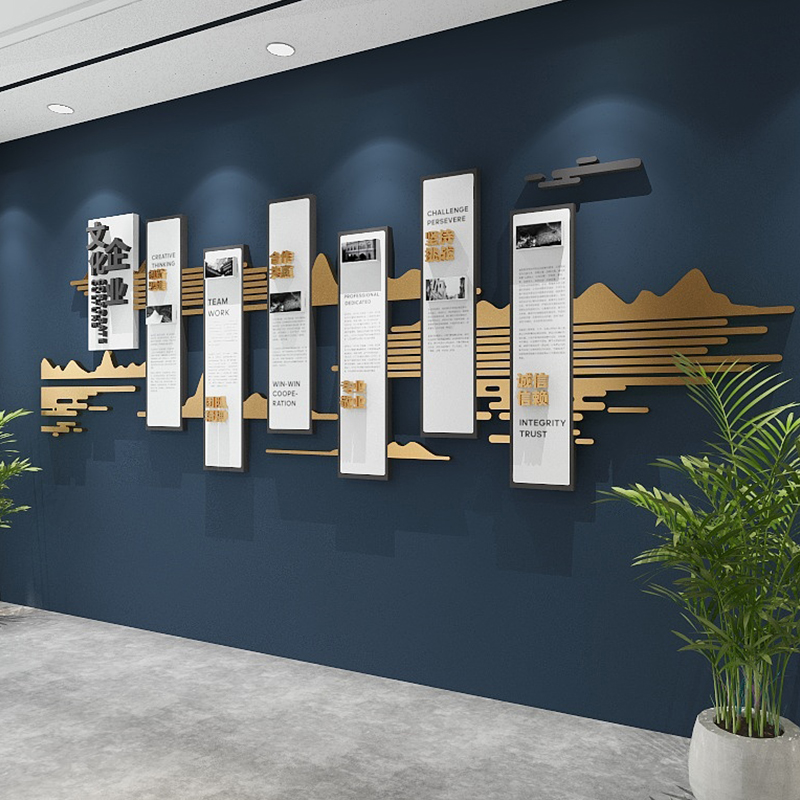 企业文化墙定制设计制作公司文化背景墙装饰3d立体员工风采照片墙