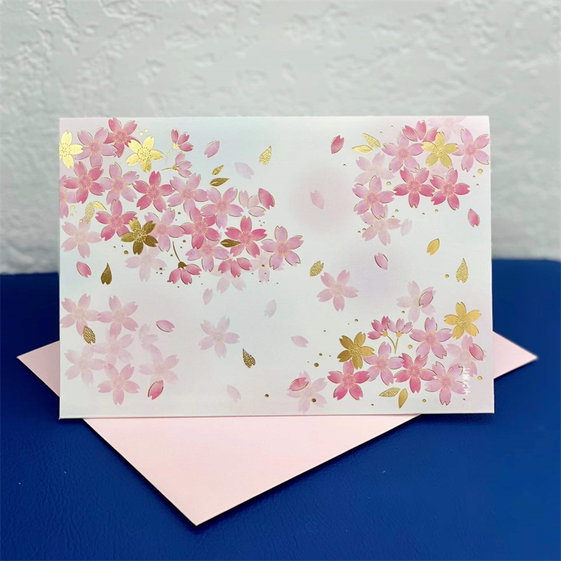 日式唯美烫金樱花手写贺卡教师节送老师npy闺蜜生日礼物手写卡片