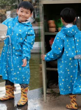 日本儿童雨衣男女童单人防水加厚雨披幼儿园宝宝小学生上学防御服