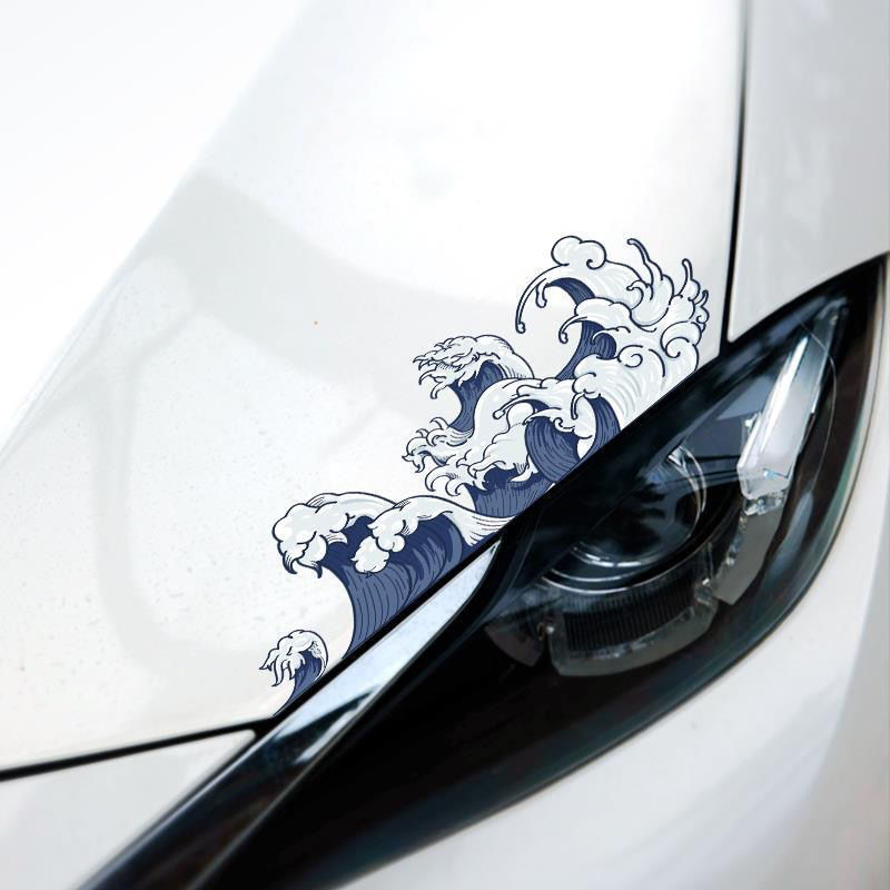 汽车创意海浪和风个性车身贴画电动摩托后档玻璃侧窗车尾装饰贴纸