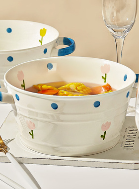 双耳汤碗家用大号汤盆好看的螺蛳粉专用碗12英寸大碗泡面碗汤面碗