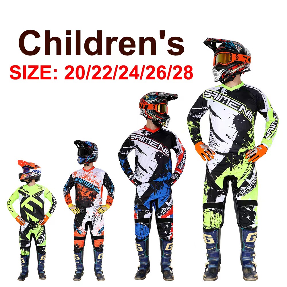 儿童越野套装 2022新款夏季红牛骑行服套装 越野摩托车赛车服定制