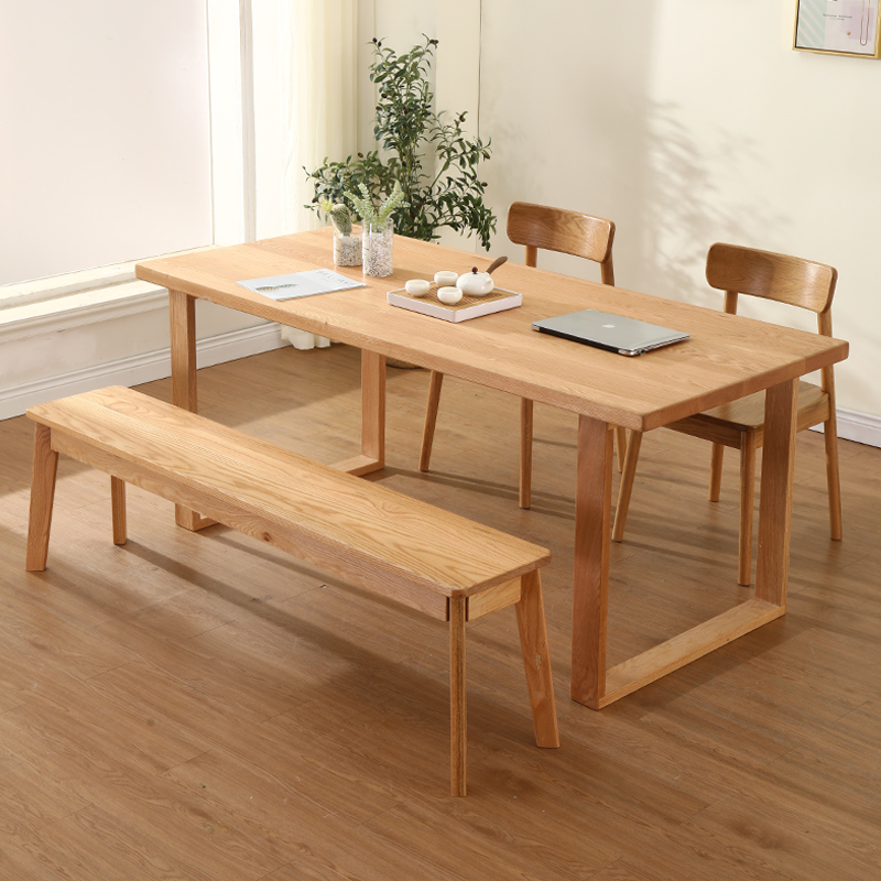 日式莫比恩全实木餐桌大尺寸简约橡木桌椅原木饭桌家用可定制桌子