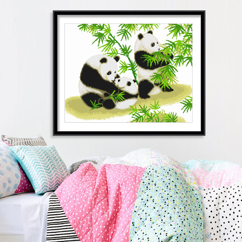 十字绣2024新款线绣手工DIY卧室客厅现代可爱熊猫图案简单小件