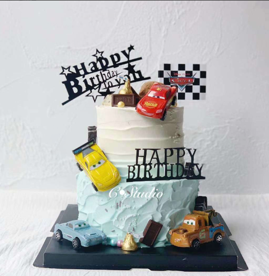 蛋糕装饰摆件公仔麦昆小汽车摆件4款汽车情景蛋糕摆件蛋糕装饰