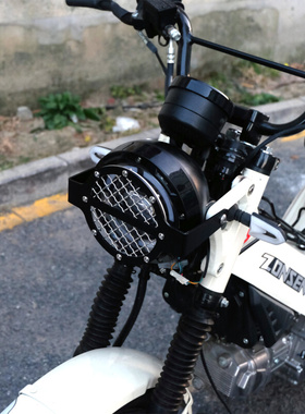 新品多款大灯罩适用宗申野米复古保护罩YEMI摩托车ZS125头灯架防