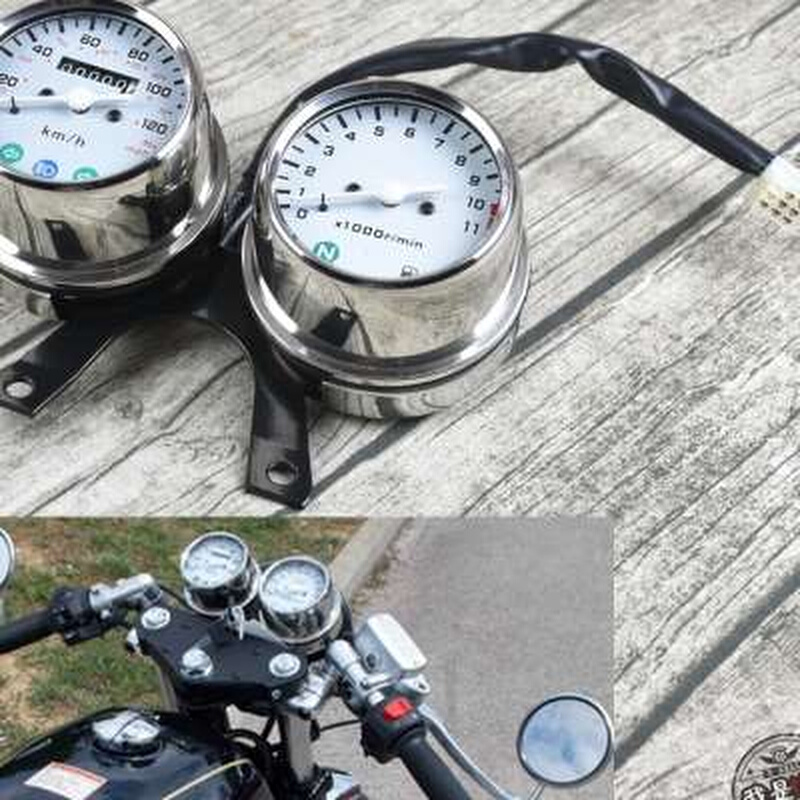 定制销游侠gn咖啡复古摩托车改装不锈钢仪表双表里程表转速表码表