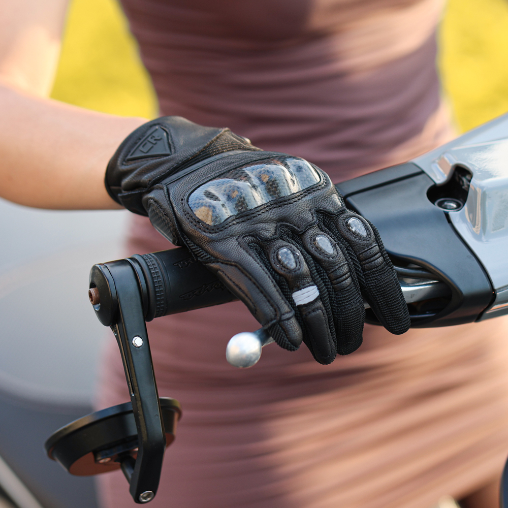 CITIRIDER夏季款摩托车骑士女款碳纤维真皮透气防摔骑行手套触屏