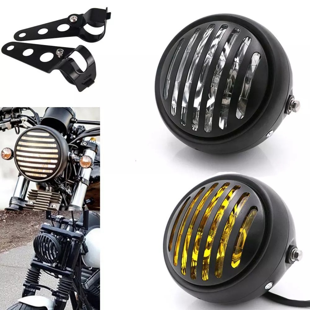 摩托车复古改装大灯CG125 GN125摩托车大灯总成金属前照灯