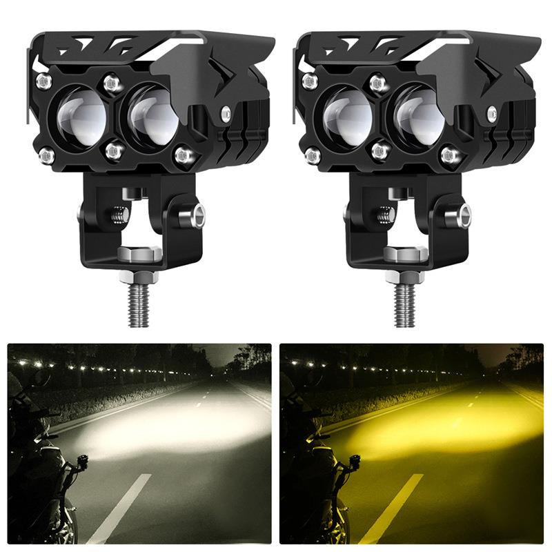 摩托车射灯强光灯LED带透镜铺路灯切线远近光一体超亮电动车大灯