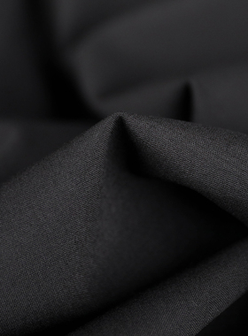意大利进口薄款黑色细腻高支平整凡立丁精纺纯羊毛面料设计师布料