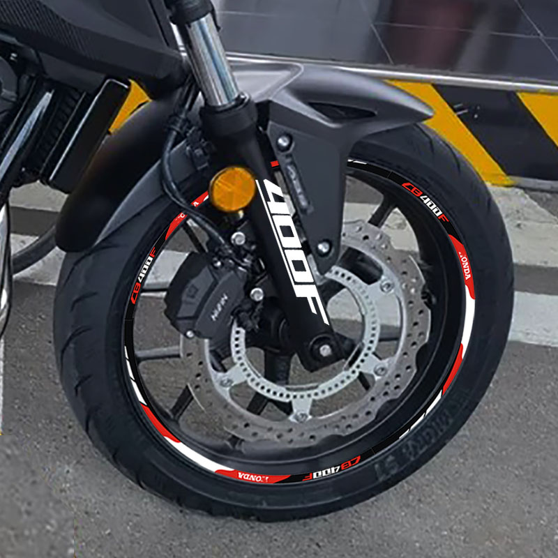 CB400F摩托车改装轮胎反光圈轮毂字母贴适用本田17寸防水钢圈膜花