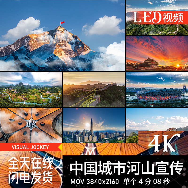 中国城市人文景观建筑祖国发展富强大宣传片 视频背景素材LED 4K