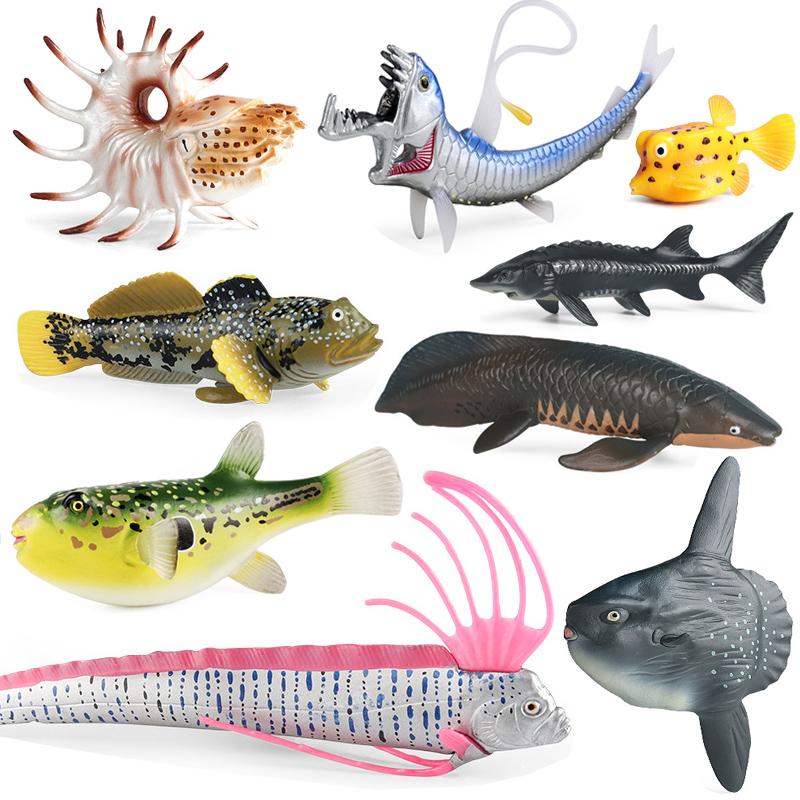 仿真海洋动物模型热带鱼玩具皇带鱼蝰鱼河鲀河豚鲟肺鱼缸装饰摆件