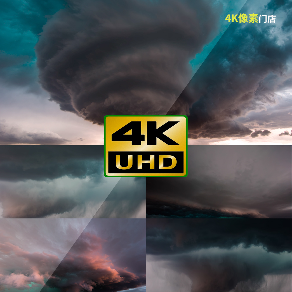 513-4K视频素材-风暴沙尘暴龙卷风极端气候沙漠平原恶化阴天