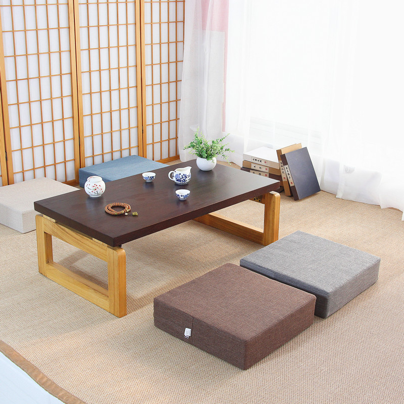 亚麻蒲团坐垫地板可拆洗加厚日式方形客厅卧室榻榻米茶几地上垫子