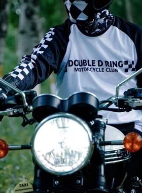 夏季复古速降服透气男女骑士机车服越野摩托车骑行服长袖速干T恤