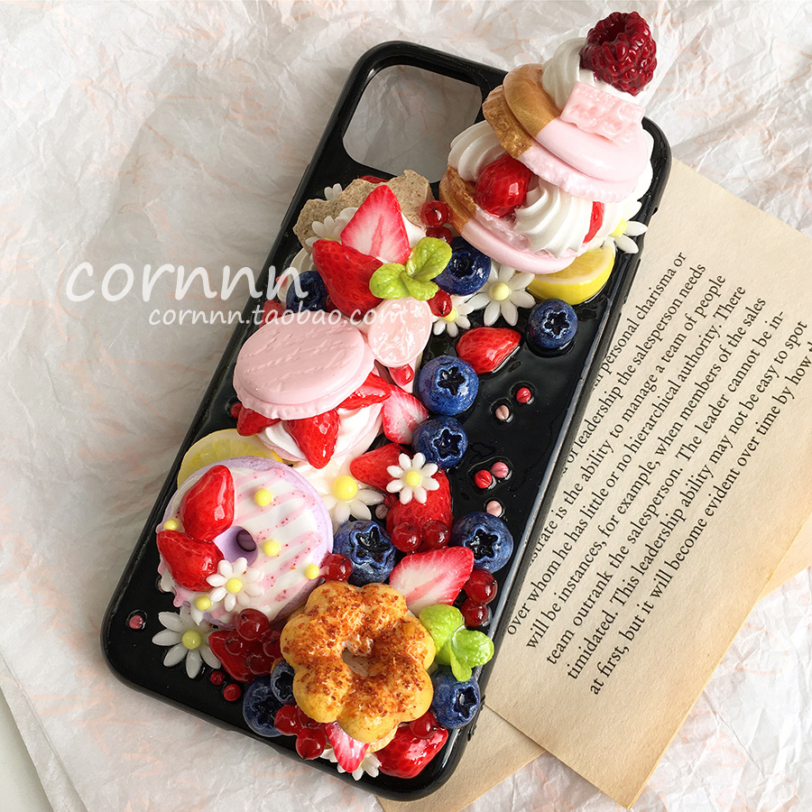 cornnn手工制作花朵水果甜品手机壳适用于iPhoneX以上尺寸