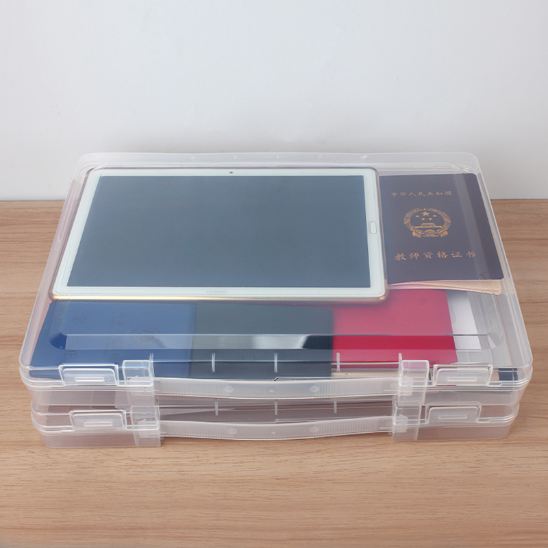 得力文件盒透明塑料档案资料盒多规格A4手提透明PP塑料试卷收纳盒档案夹大容量办公用品文具票据凭证整理盒子