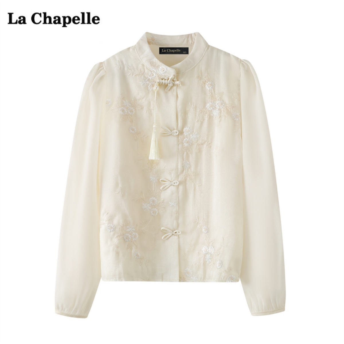 拉夏贝尔/La Chapelle新中式衬衫女春季新款国风盘扣长袖衬衣上衣