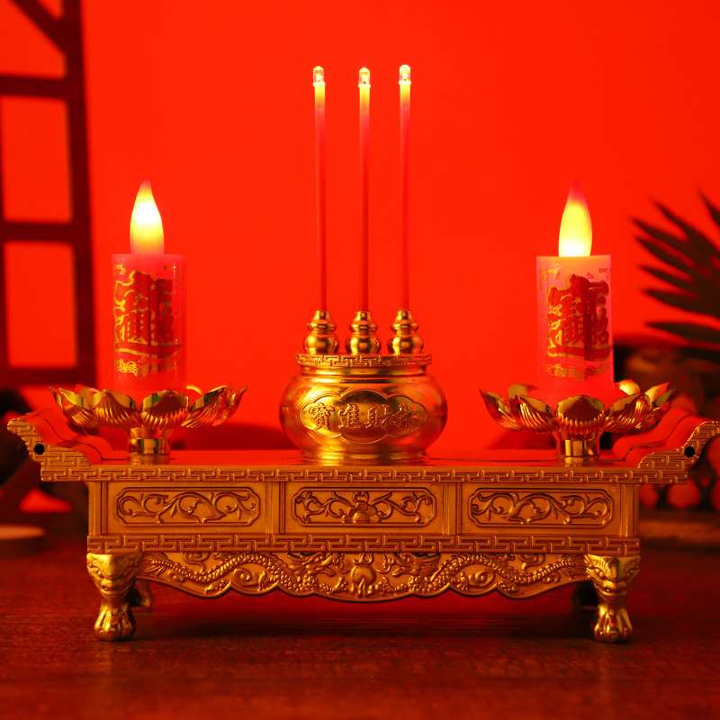 清明祭祖上坟用品新型电子蜡烛香LED电子香炉香烛台寺庙长明灯