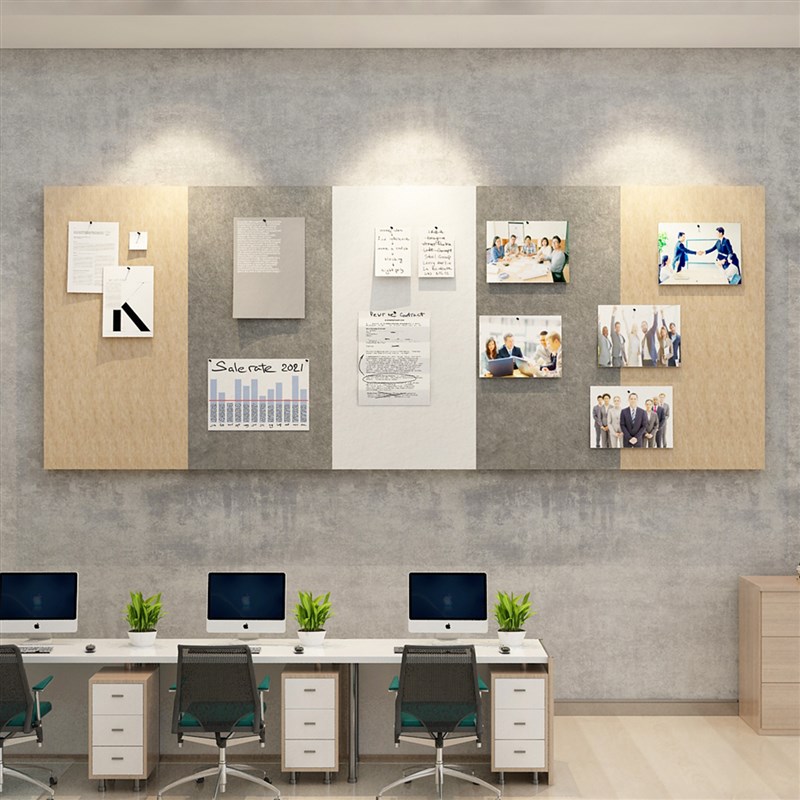 毛毡公告栏办公室墙面装饰企业文化公H司背景高级感设计照片展示