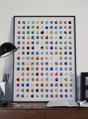 苹果公司logo合集海报 Apple商店广告标志图标果粉手机电脑装饰画