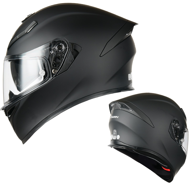 高档Ryzen摩托车头盔3c认证双镜片复古全盔男电动车女四季安全帽R
