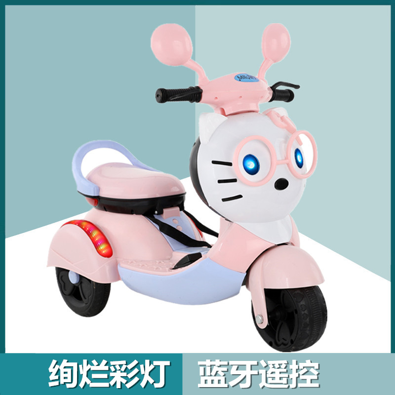 儿童电动摩托车充电玩具车可坐人遥控电动车2-6岁宝宝双人三轮车