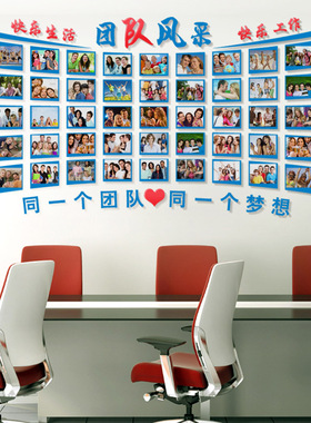 公司员工风采展示墙团队文化墙创意组合亚克力简约办公室照片墙贴