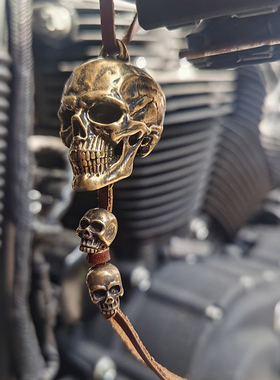 哈雷金翼印第安摩托车加装好运铃铛 骷髅驱魔车载铃铛小饰品