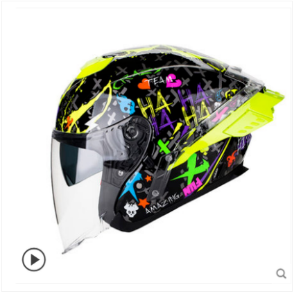 新款LAZER头盔 摩托车头盔半盔 夏季双镜片3/4盔眼镜槽男女头盔