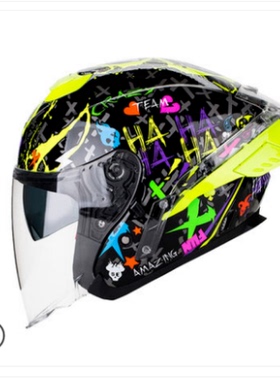 新款LAZER头盔 摩托车头盔半盔 夏季双镜片3/4盔眼镜槽男女头盔