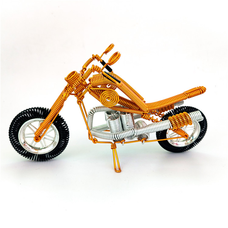 彩色铝线哈雷摩托车模型橱柜摆件工艺藏品铝丝手工车儿童益智玩具