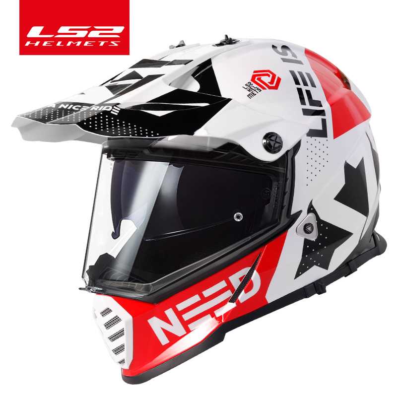 正品LS2越野拉力盔全盔摩托车头盔男女四季机车双镜片3C认证MX436