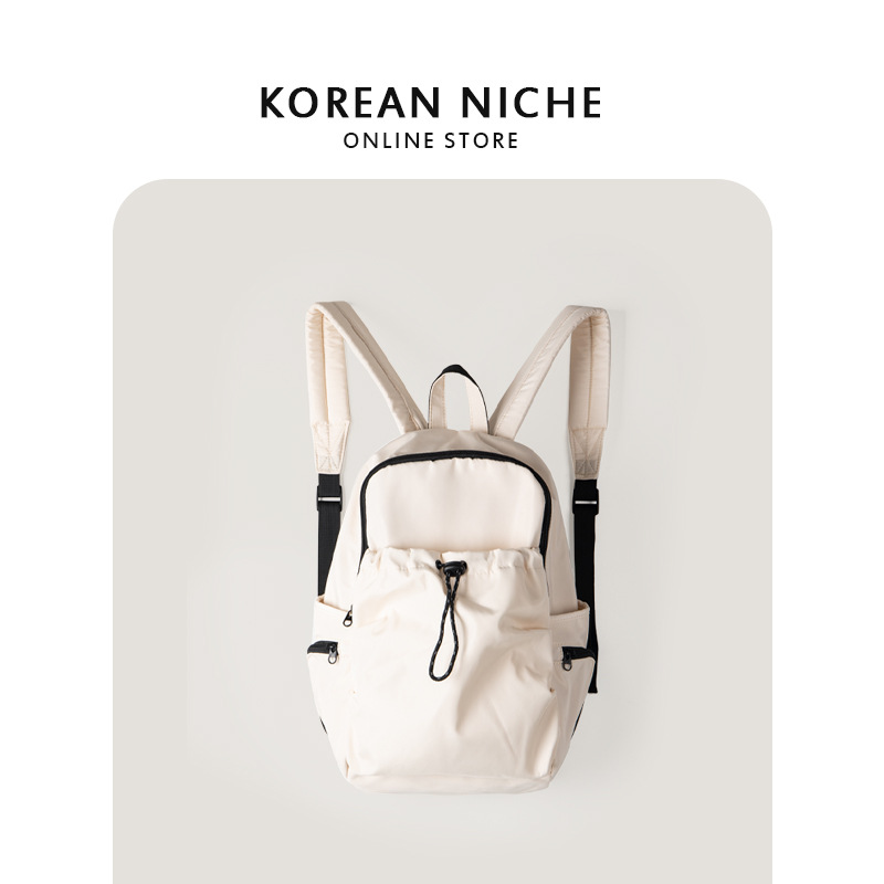 韩版新款简约时尚休闲女士双肩包小众大容量轻便尼龙通勤旅游背包