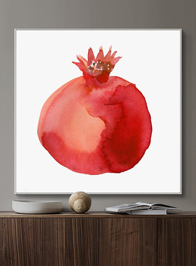 MRCOCO餐厅装饰画红色挂画石榴画单幅水果北欧现代墙画新中式画