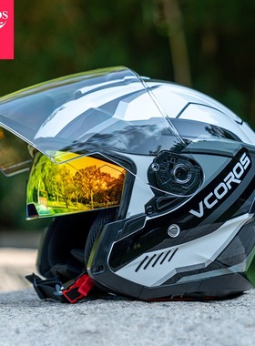 意大利VCOROS夏季四分之三盔摩托车半盔男女四季双镜片电动车头盔