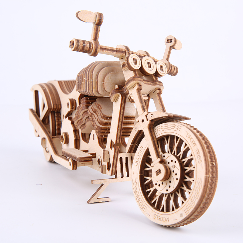 摩托车木质机械拼装模型创意手工3DIY制作木制积木成人高难度玩具