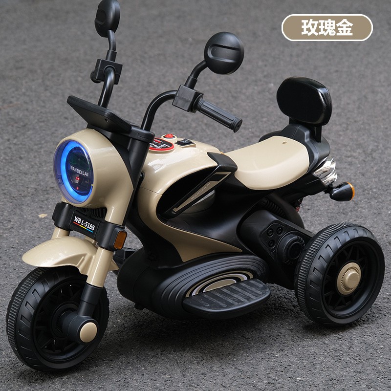 新款儿童电动摩托车1-6岁男女孩可坐三轮可充电大号电动摩托童车