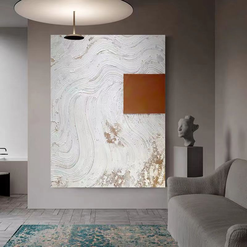 纯手绘北欧侘寂风肌理色块客厅简约现代抽象大幅艺术装饰落地油画
