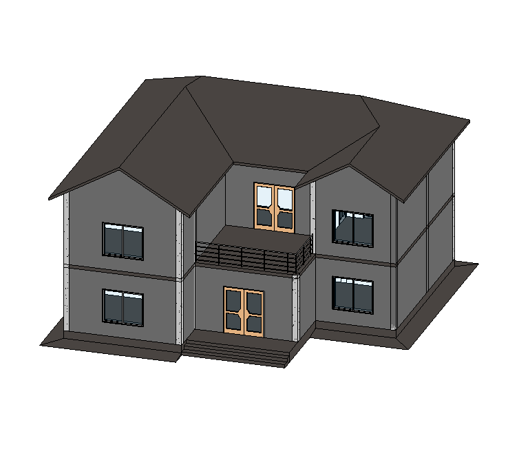 1+X初级BIM考试2021年第五5期真题试题含参考模型别墅二三层房子