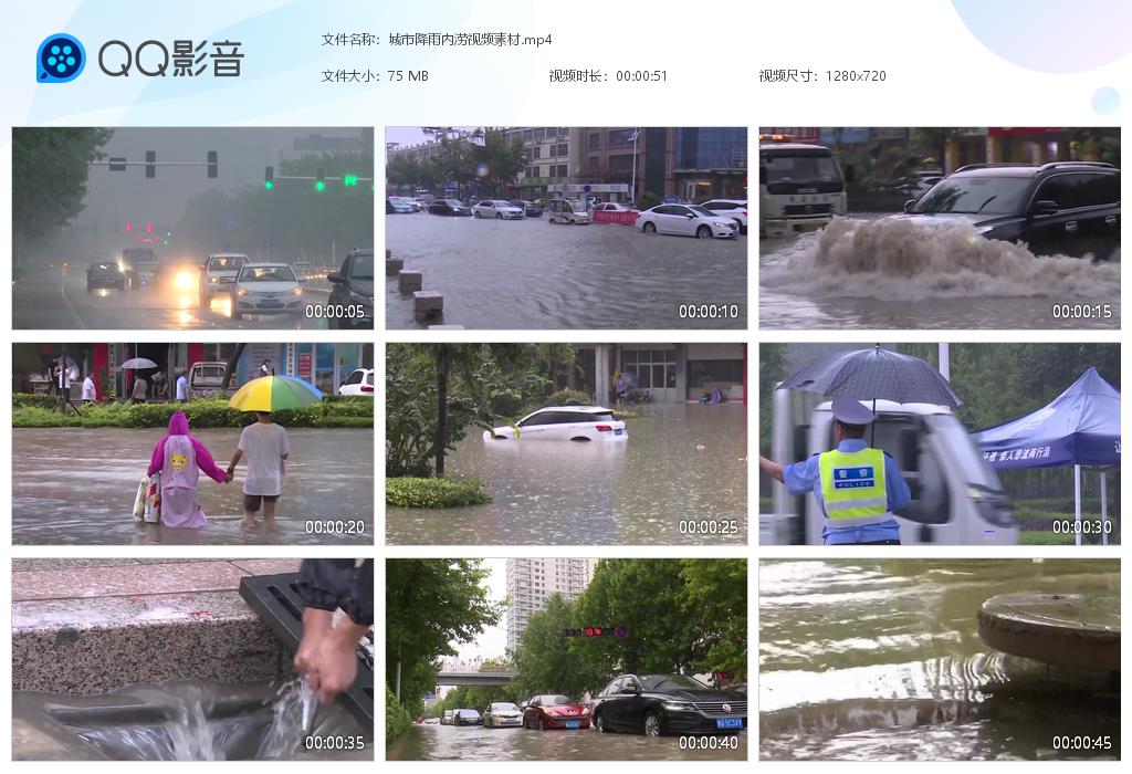 城市降雨暴雨天气城市内涝积水汛期雨季防汛抗旱抢险排水视频素材