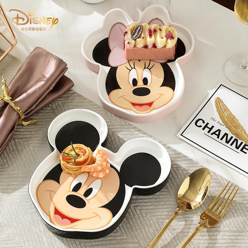 迪士尼儿童宝宝餐盘餐具卡通创意陶瓷家用早餐可爱牛排盘子西餐