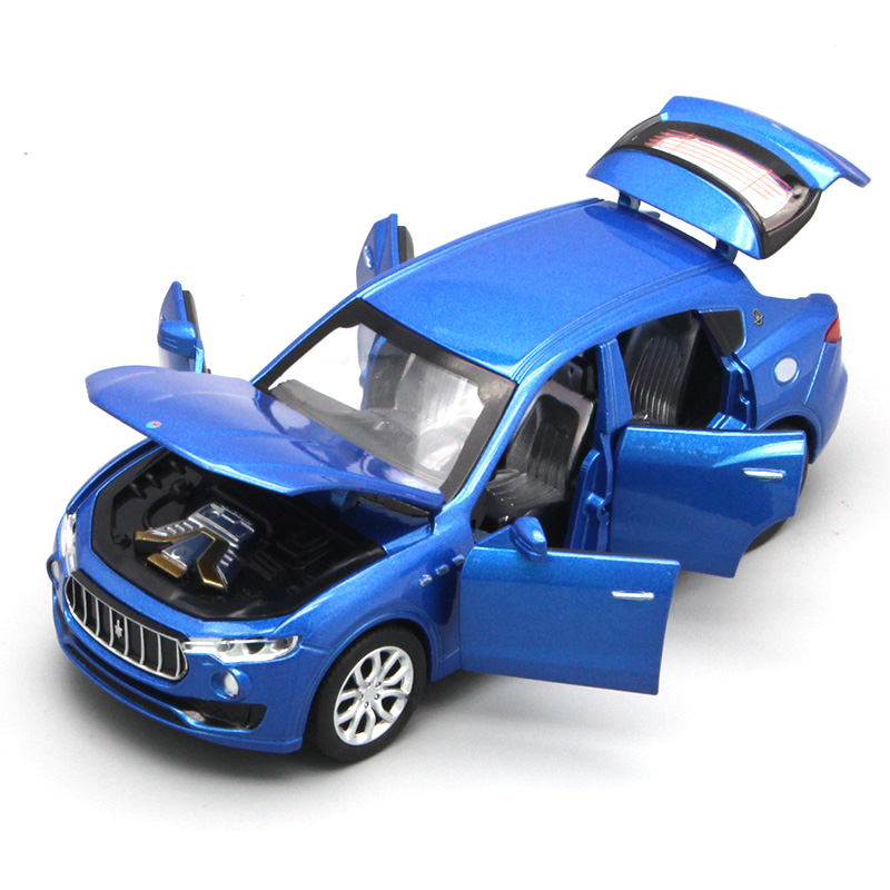玛莎拉蒂莱万特SUV越野六开门合金警车模型儿童声光回力玩具礼物