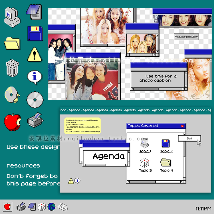 复古千禧Y2K电脑window98系统图标窗口桌面海报元素psd设计素材