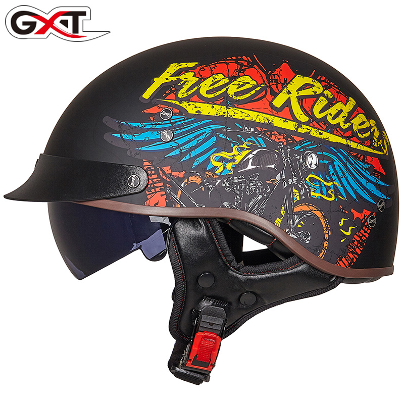 正品gxt摩托车电动车头盔半盔复古夏季内镜防晒太子四季安全瓢盔